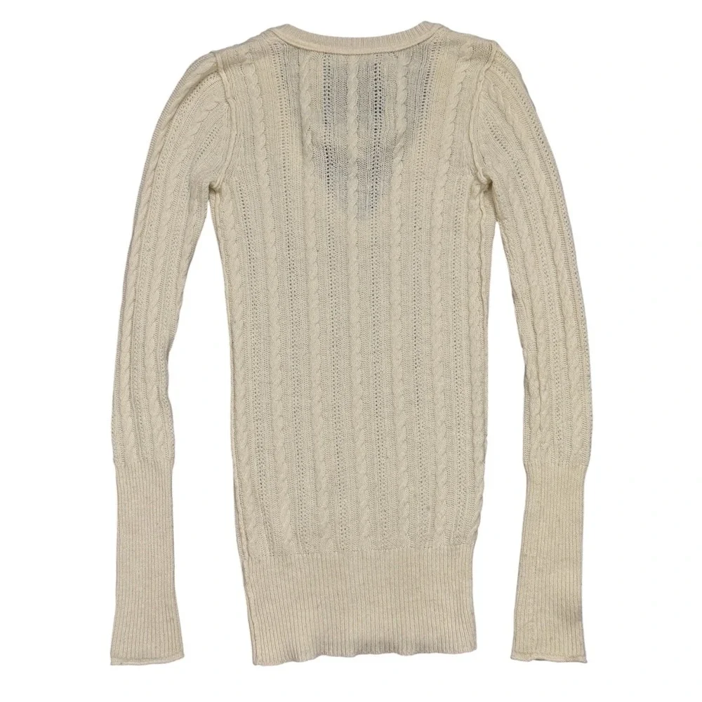 Abercrombie & Fitch Vintage Y2K Cream Angora Blend Preppy V Neck Knit Sweater M